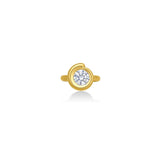 Quill Bezel Ring in yellow gold - top view on white background.