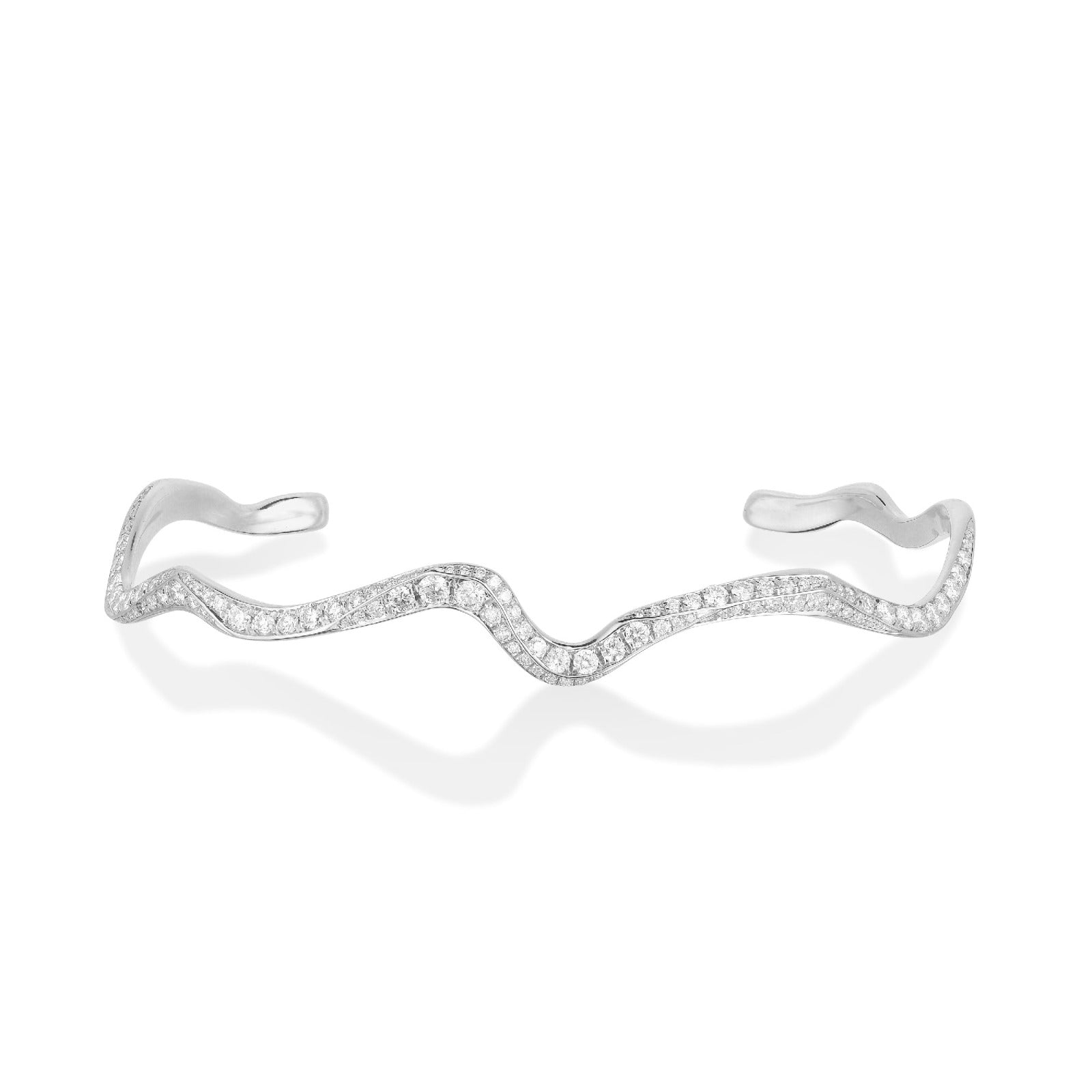 A 14K white gold full pavé ripple cuff bracelet  