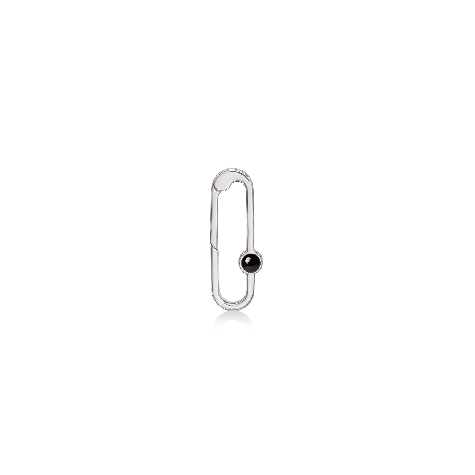 A recycled sterling silver charm lock with a black onyx cab, from AMANDA PEARL