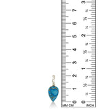 AMANDA PEARL turquoise drop charm with recycled sterling silver ripple bale on a white background next to a ruler.
