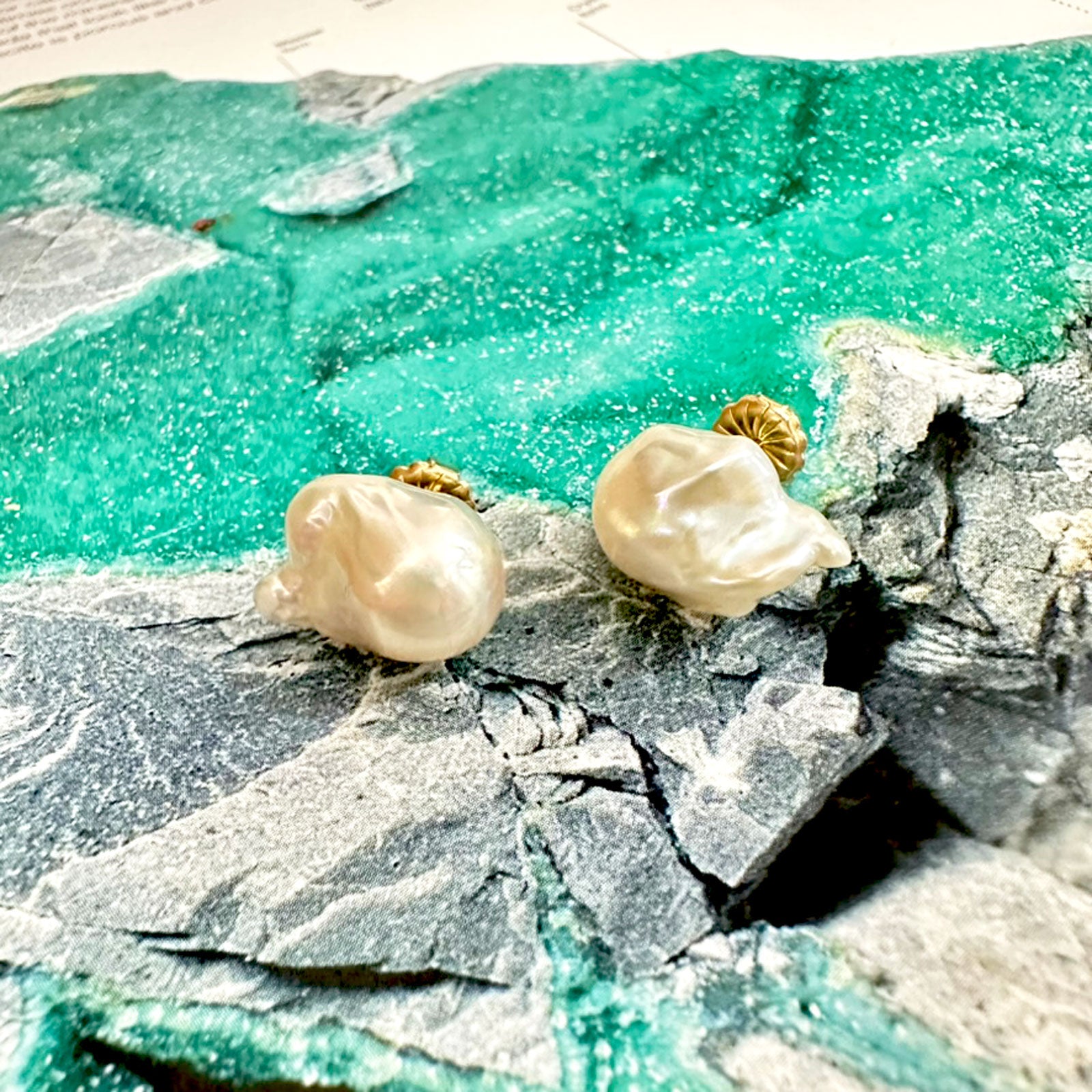 Baroque Pearl Stud Earring with 14K gold post