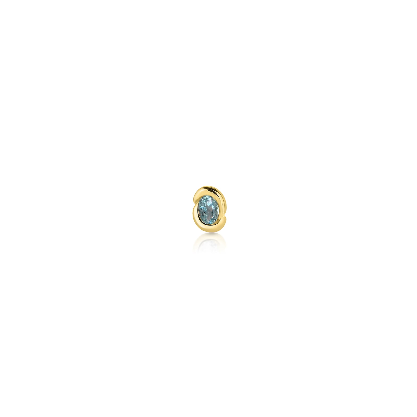 14k recycled gold Molten Knot Stud with Blue Topaz oval