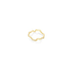 A 14K recycled yellow gold demi pavé ripple ring with a shape inspired by water studded with small ethical lab grown diamonds.  