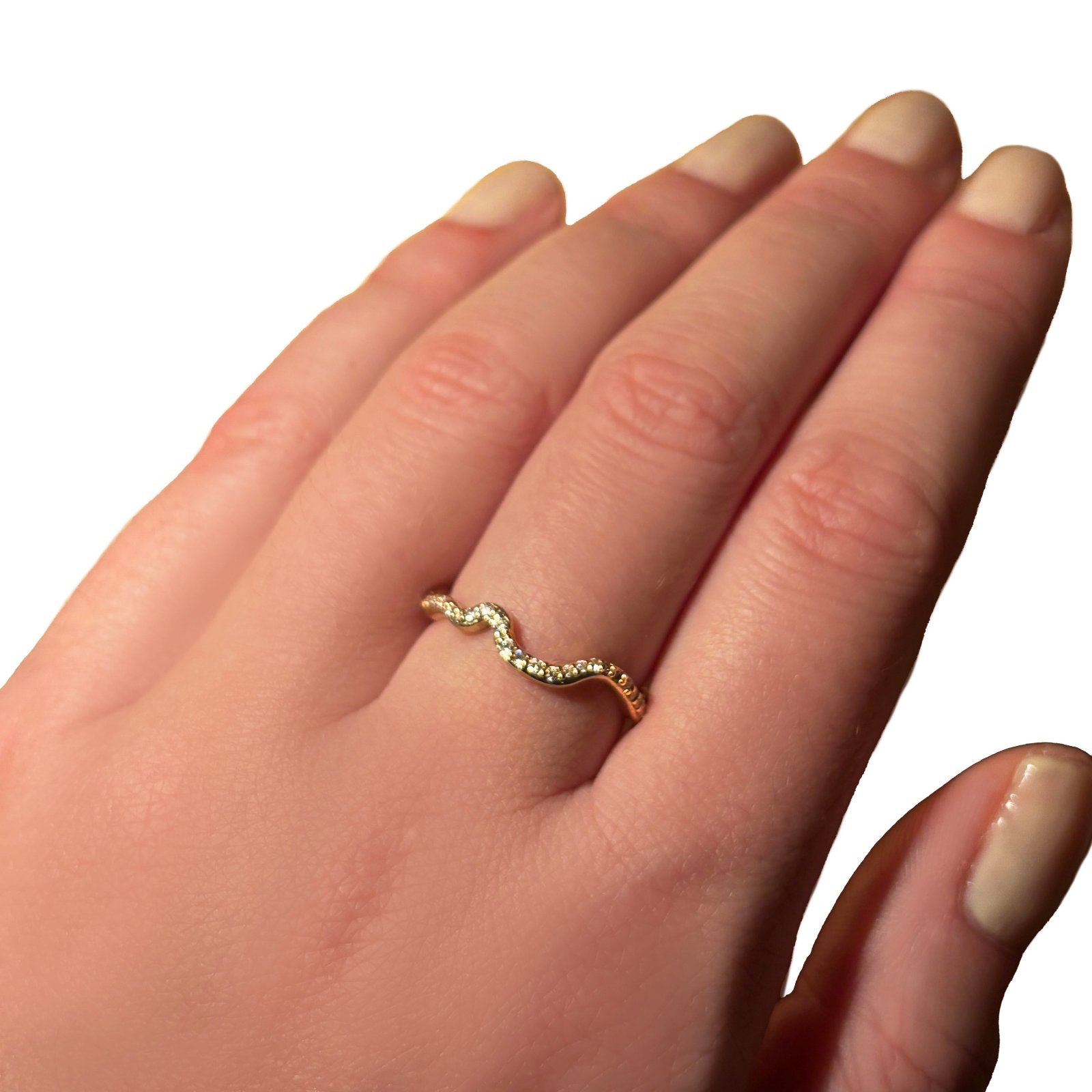 Ripple Ring with Full Pavé with 14k recycled gold