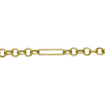 A close up of the links of the 8mm irregular paperclip chain from AMANDA PEARL in 14K yellow gold.