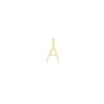 14K Recycled Yellow Gold Letter Charm A on a white background. It shows an A initial charm. 