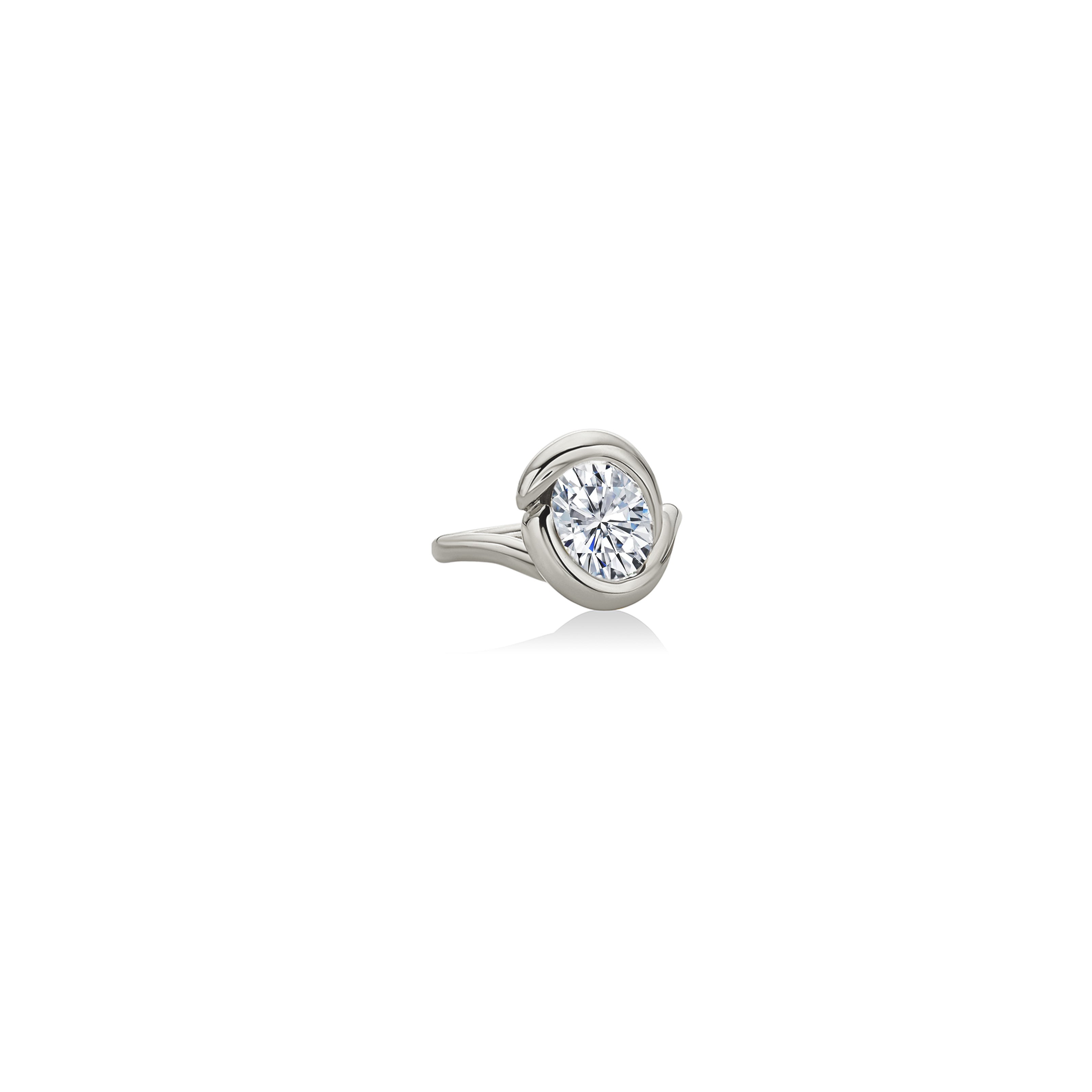 Front view of Molten Knot Ring with Diamond in white gold against a white background