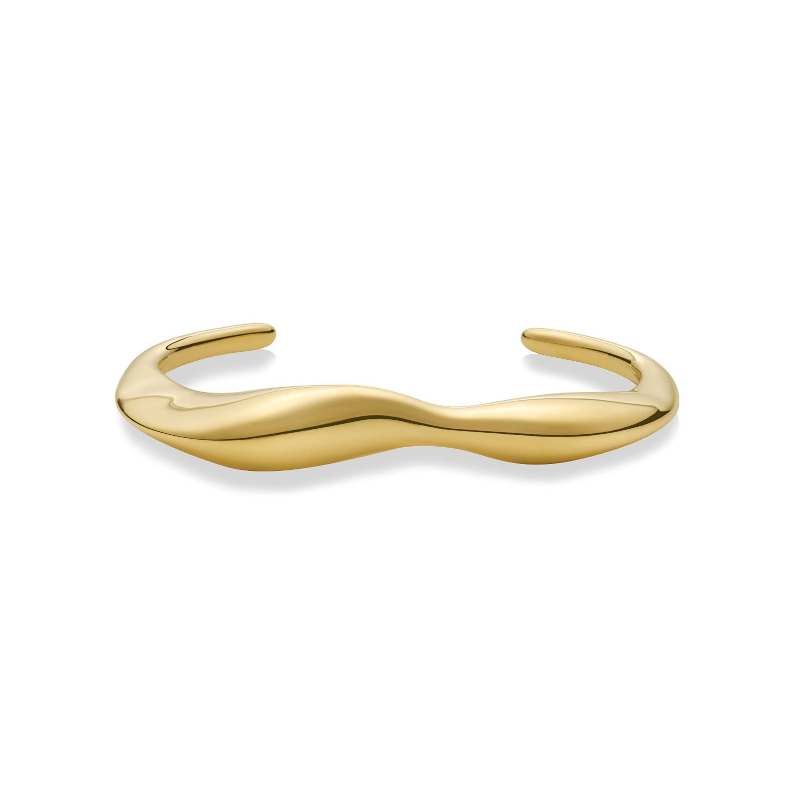 14k recyled Gold Molten Cuff Bracelet, pictured on a white background