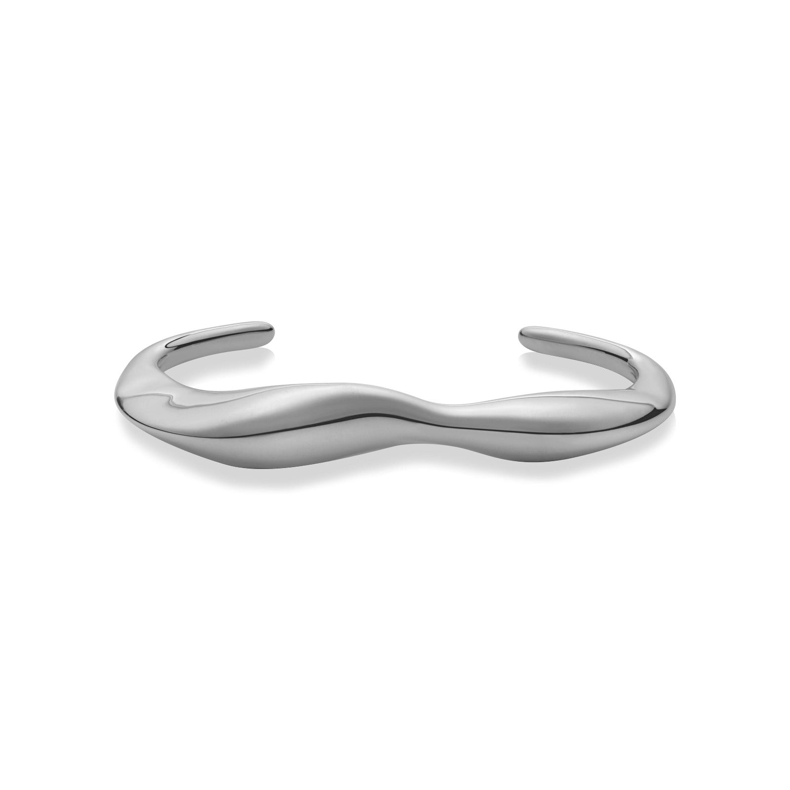 14k recycled white Gold Molten Cuff Bracelet, pictured on a white background