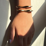 14k recycled Gold Molten Cuff Bracelet, pictured together on a wrist