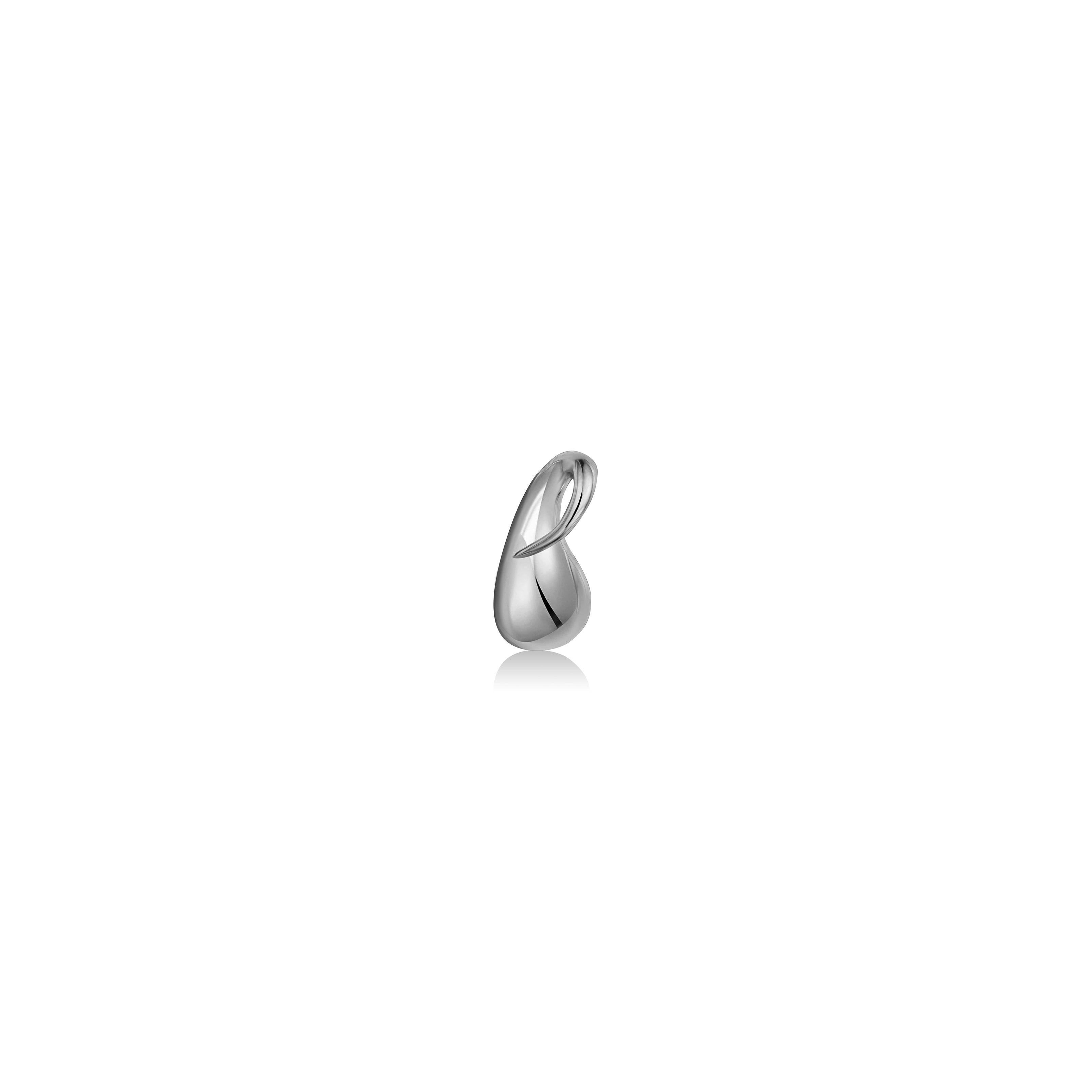 14k recycled White Gold Molten Drop Charm on a white background
