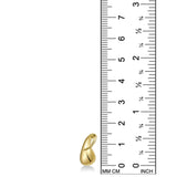14k recycled Gold Molten Drop Charm on a white background with ruler measuring 15mm tall