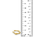 14K recycled gold Molten Midi Ear Cuff on a white background with a ruler measuring, 1-2mm thick