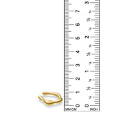 14K recycled gold Molten Midi Ear Cuff on a white background with a ruler measuring, 1-2mm thick