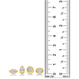 A ruler photo that compares the heights of the Molten solitaire studs in 14k yellow gold with diamond. 