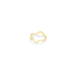 A 14k Recycled Yellow Gold Plain Ripple Ring, with a smooth gold surface and a shape inspired by water. 