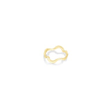 A 14k Recycled Yellow Gold Plain Ripple Ring, with a smooth gold surface and a shape inspired by water. 