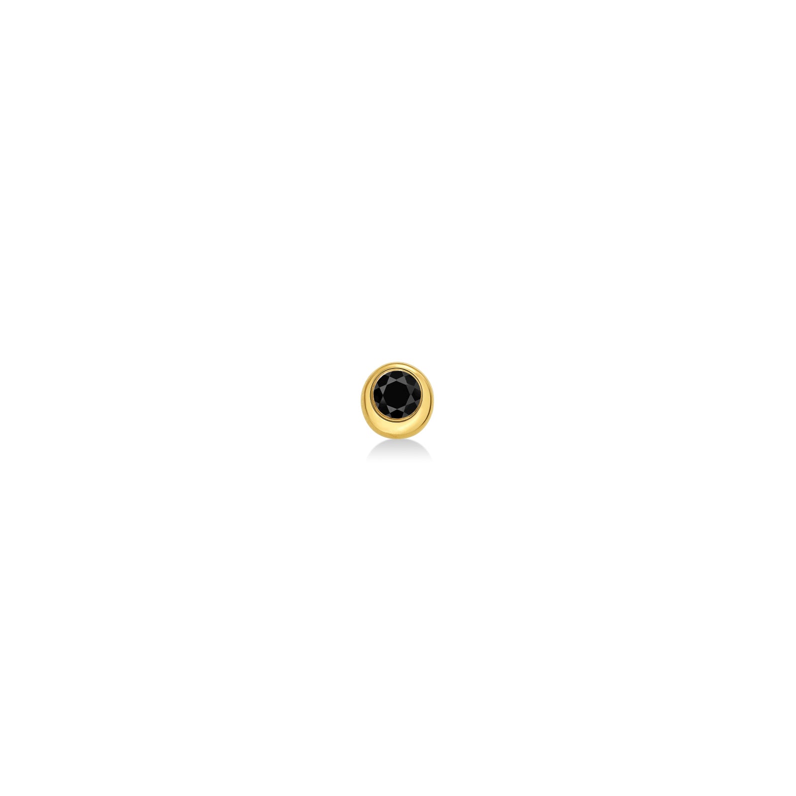 Molten Solitaire stud with black onyx on a white background.