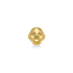 14k recycled gold skull ring on a white background 