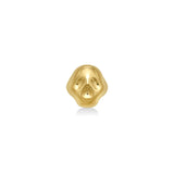 14k recycled gold skull ring on a white background 