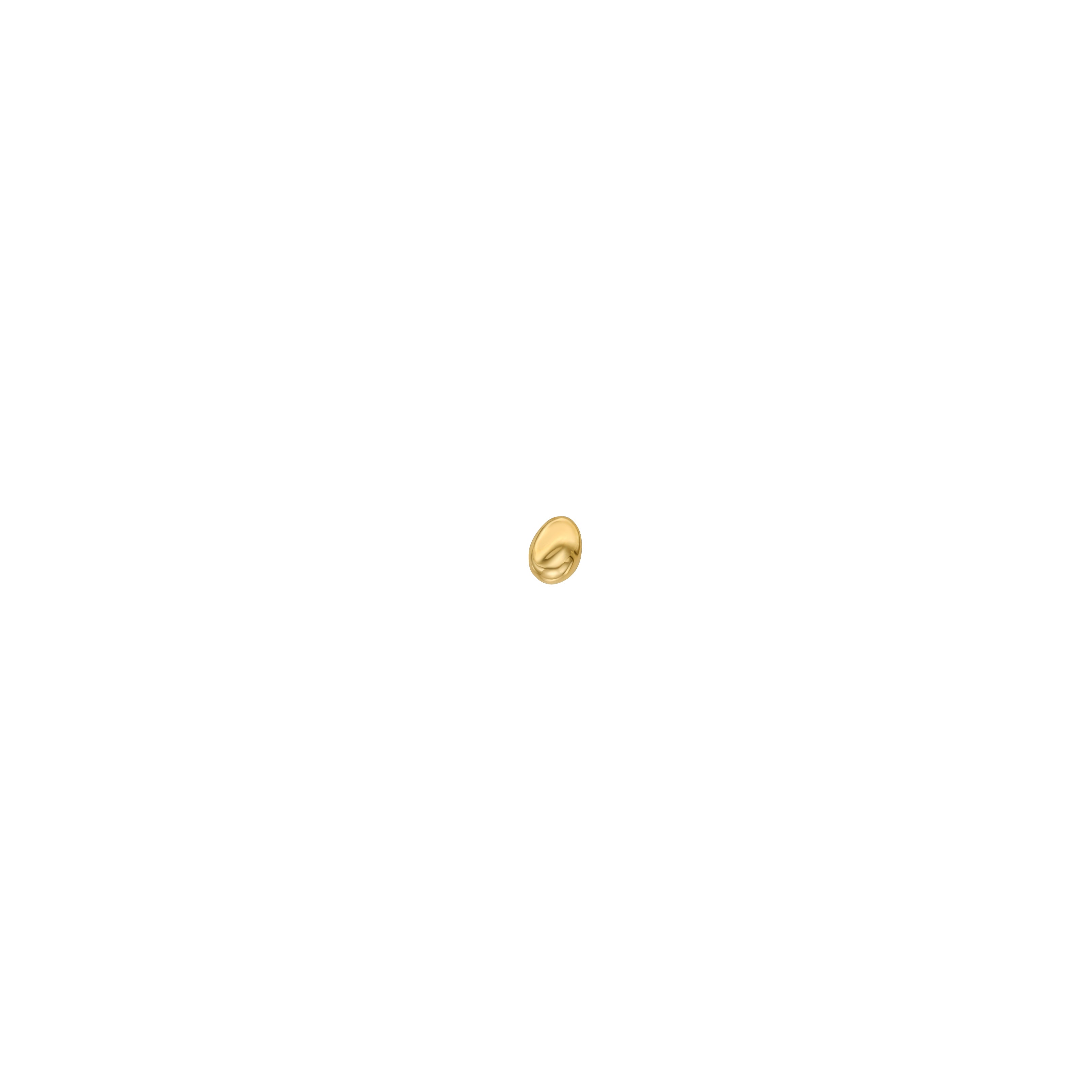 Liquid 14K Recycled gold round small molten stud earring on white background