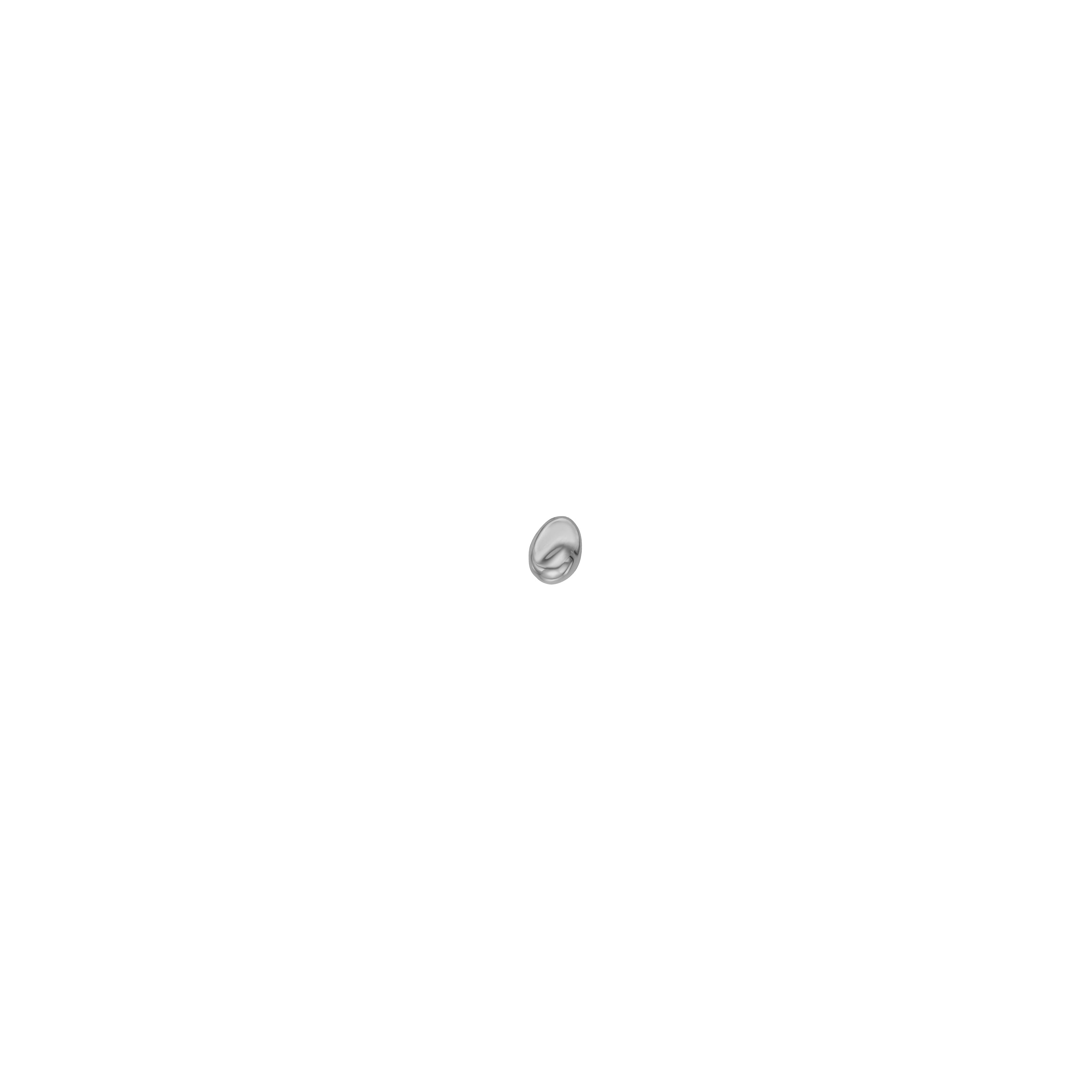 Liquid 14K Recycled white gold round small molten stud earring on white background