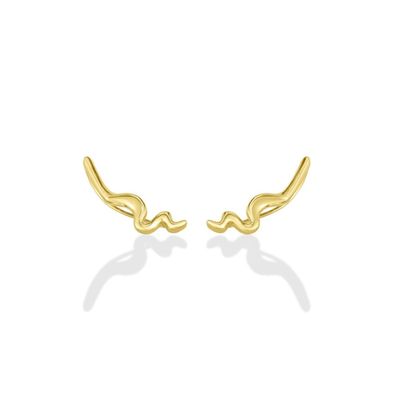 14k gold Plain Large Ripple Climber Earring on a white background
