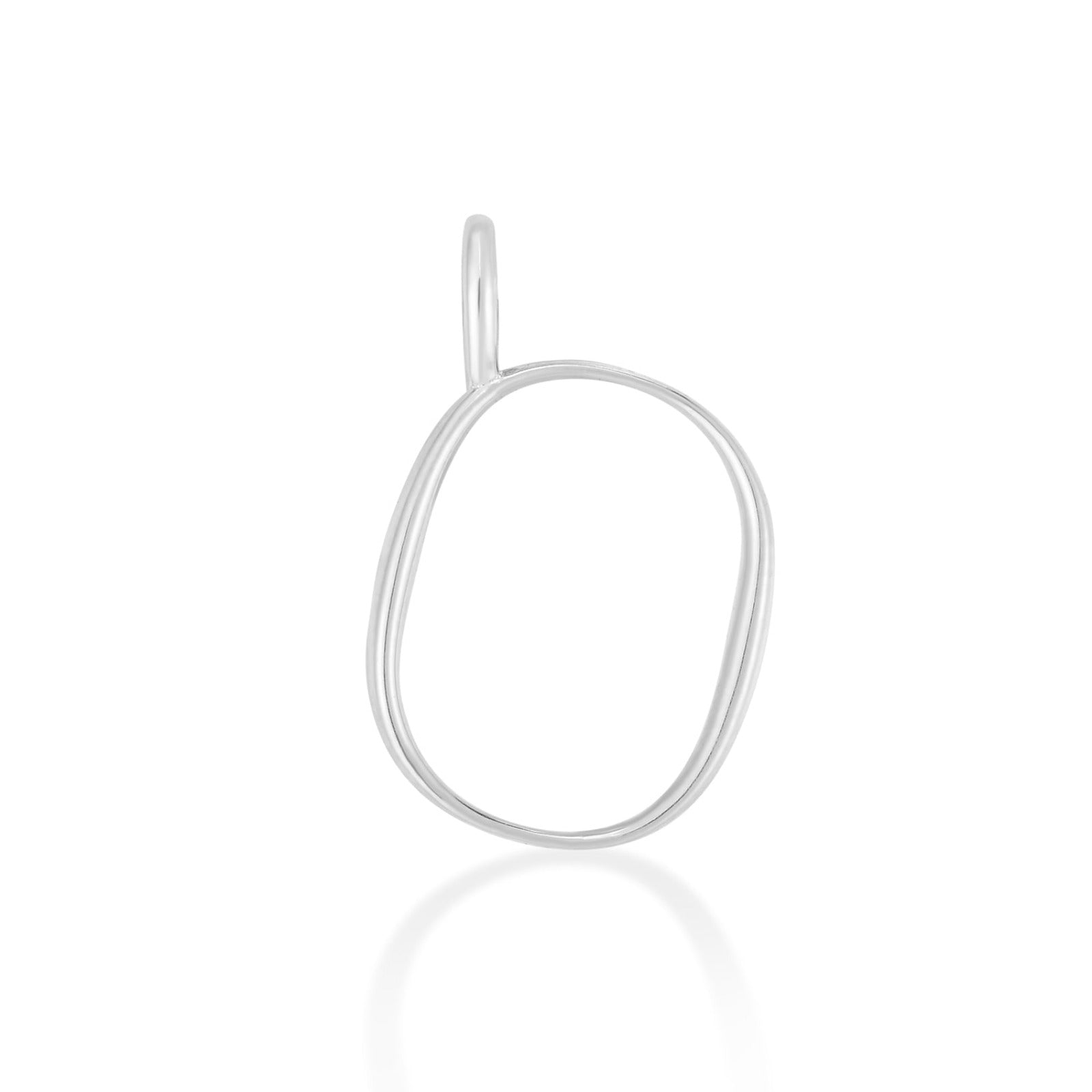 14K Recycled White Gold Letter Charm O on a white background. It shows an O initial charm. 