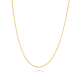 14K Yellow Gold diamond cut bead chain on white background