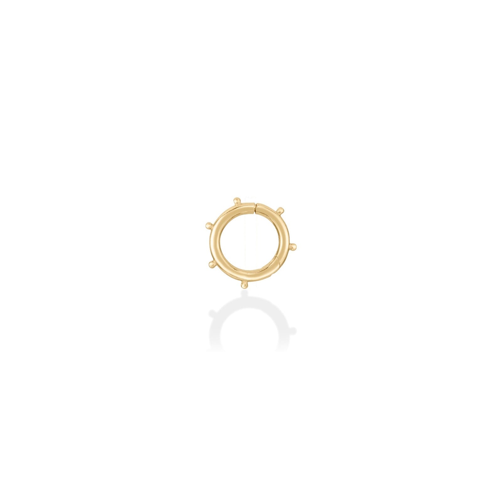 14k recycled yellow gold Beaded Round Charm Lock on a white background
